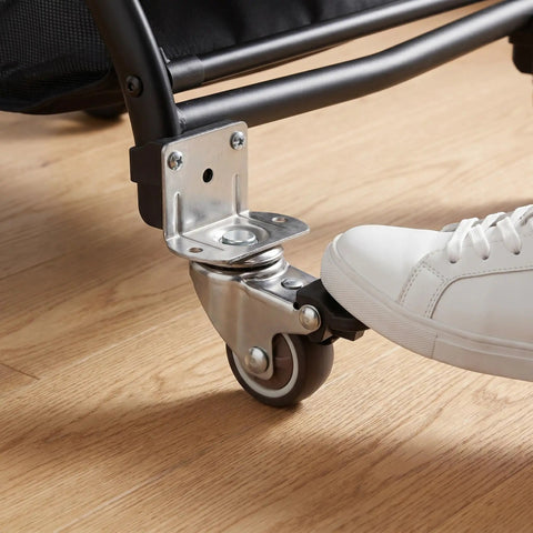 Foot activating 4 Pack 1.5 Inch TPR Silent Swivel Locking Caster Wheels With Plate Mount for strollers and tables on wood floor