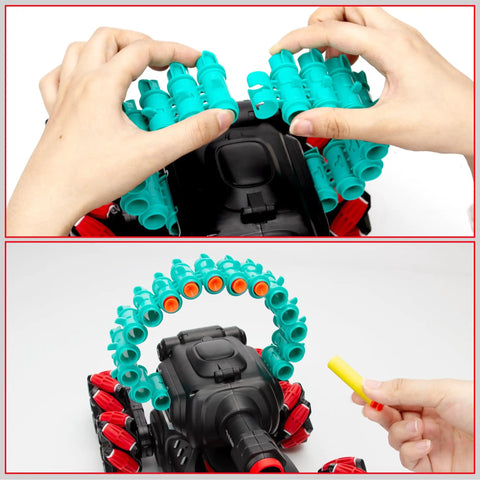 Top view of RC Stunt Remote Control Car For Kids With Gesture Control And Dual Mode Play, showcasing ammo loading feature