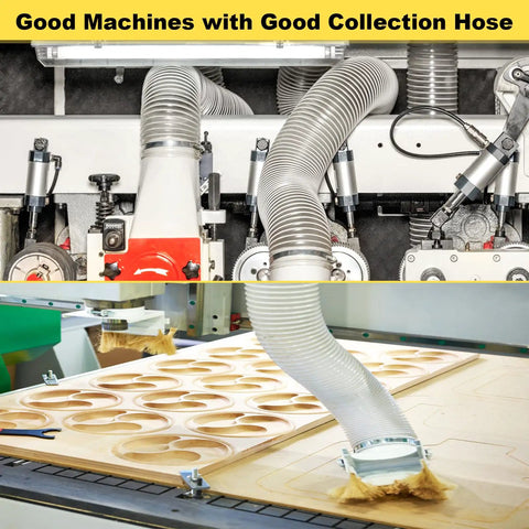 4 Inch Dust Collection Hose For Shop Vac Flexible Ducting With 304 Stainless Steel Clamps in heavy-duty working setup
