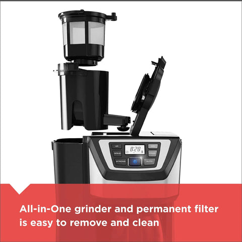 12 Cup Coffee Maker With Built In Grinder And Brew System For Fresh Ground Coffee Every Morning Programmable Auto Start Easy To Use Black Finish