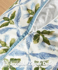 Outdoor Floral Pillow Covers Waterproof 20x20 Blue Green Canvas Polyester With PU Coating For Garden Patio Couch And Poolside Boho Farmhouse Decor Vibe For Indoor And Outdoor Use Weather Resistant Easy Care, invisible zipper close-up