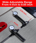 0.01mm Precision Table Saw Gauge Dial Indicator For Dead On Blade Alignment And Miter Slot Calibration, adjustable 4-8.85 inch range.