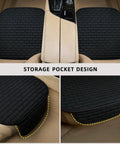 Universal Black Back Seat Cover With Storage Pocket For Cars Trucks And SUVs showing close-up of storage pocket design