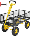 Heavy Duty Steel Garden Cart With 900 Lb Capacity 38x20 Rust Proof Bed 10 Inch Wheels And ATV Or Tractor Attachment.
