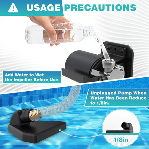 Portable Electric Water Transfer Pump 1/10 HP With Suction Hose Kit usage instructions