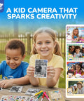 Kids Instant Print Camera For Ages 3 To 12 With 1080P Video Two Point Four Inch Screen Black And White Thermal Printing No Ink Fun Filters Flash Time Lapse Continuous Shoot Sixteen Times Digital Zoom Easy Share And Decorate kids printing photos
