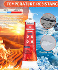 Heavy Duty High Temp Silicone Sealant For Oven, Grill, And Microwave, Fast Drying Waterproof Adhesive, 100ml tube shown with packaging
