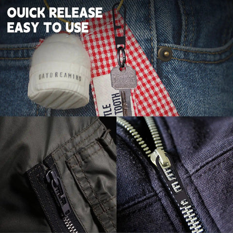Two Pack Heavy Duty Titanium Zipper Pull Replacements For Backpacks Luggage Jackets And Outdoor Gear Ultra Durable Easy To Install Universal Fit Black on jacket with labels