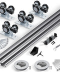 Bypass Sliding Door Hardware Kit For Cabinets And Closets Aluminum Alloy With Finger Pull 2 Door System with tracks and rollers