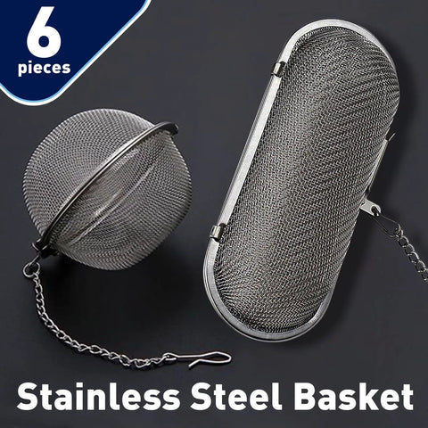 Two premium stainless steel ultrasonic cleaner baskets with secure locks, six-piece set for jewelry gear and watch parts.
