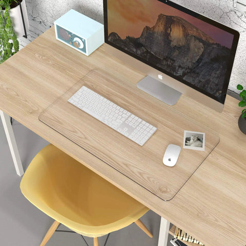 Clear PVC Desk Pad For Writing 23.6x13.7 Inches, Heat Resistant Waterproof Oil Proof Anti Static Desk Protector on desk