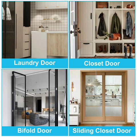 Bifold Door Hardware Repair Kit 6 Pack For Bi-Fold Sliding Closet Doors Includes Top And Bottom Brackets Pivots Guide Wheel Replacement Parts For 7/8 To 1 Inch Track Up To 50 Lbs