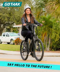 Dolphin 26 Inch Step Through Electric Bike For Adults, 350W Peak Motor With 20 MPH Top Speed, Removable 280Wh Battery, 15 To 30 Mile Range With Pedal Assist, Perfect For City Hops And Weekend Cruising, rider on black frame