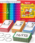 Math Flash Cards Set for Kids 4-8, 288 Double-Sided Cards with Chart and Storage Ring displayed with colorful chart and rings.