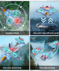 RC Planes For Kids And Adults With LED Lights V50 Foam Remote Control Airplane displaying 360 flips, headless mode in forest scenery.