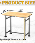 Heavy Duty Workbench For Garage And Workshop 32 By 18 Inch Adjustable Height Table With Premium Rubberwood And Steel Frame Built Like A Tank Stable H Shaped Base With Non Slip Feet Ideal For Home Office Or Shop