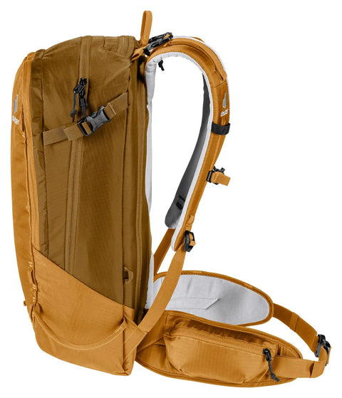 Side view of 30L Ski Tour And Mountaineering Backpack Built For Powder Days With Weatherproof Breathable Fabric Easy Access