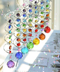 Seven Piece Crystal Gazing Ball Spiral Wind Spinner Suncatchers For Garden Decor, Durable Metal Frame With K9 Crystal Prisms, hanging indoors