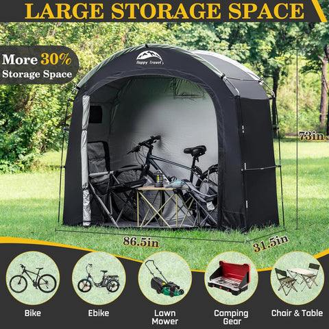 All Weather Outdoor Bike Storage Shed Tent Waterproof Portable Bicycle Cover with Thirty Percent More Top Storage Space