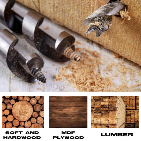 Heavy Duty Sds Plus Auger Drill Bits In A Three Pack At 1-1/8 Inch By 20 Inch Made From Hardened Alloy Steel With Sharp Dual Edges, drilling into wood.