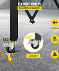 Heavy Duty Double Folding Security Gate Eighty Seven Inches Tall By One Hundred Fifty Inches Wide Built Like A Tank With Fourteen Gauge Steel And Black Powder Coat For Serious Perimeter Lock Down. 360-degree flexible lockable wheels.