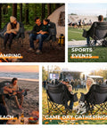 Oversized XL Camping Chair for Adults With 400 Pound Capacity showing use at camping, sports, beach, and gatherings.