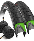 Pair Of 26x1.95 Bike Tires With 3mm Anti-Puncture Kevlar Layer And Inner Tubes, 50-559 Slick City Foldable MTB Tires For Electric, City, Road, Hybrid, Commuter Bikes, 30 TPI. with 2 inner tubes