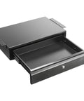 Heavy Duty Cold Rolled Steel Under Desk Drawer with Secure Lock and Slick Slide Out Tracks, open view showing interior space for organization.