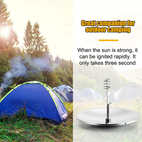 Two Pack Solar Fire Starter Lighters For Camping And Survival Gear That Fire Up Quick With Windproof Waterproof Solar Spark Igniters And Parabolic Mirror