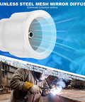 Solid 4 Pc Kit Of White Ceramic #12 TIG Cups With 1/8' Diffuser Mesh For WP TIG Torches, showing stainless steel mesh diffuser.