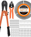 164 Foot 1/8 Inch Stainless Steel Cable Kit With Crimping Tool And Cable Cutter, Turnbuckle Tensioner, 7x7 Aircraft Cable