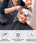 Hair coloring in salon using Embossed Pre-Cut Hair Foil Sheets In Pop-Up Dispenser, 5W X 10.75L, 500-Count