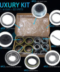 Beefed Up Four Sets 3500 Lb Boat Trailer Axle Bearing Kit With L68149 And L44649 Bearings shown in packaging with 171255TB seals