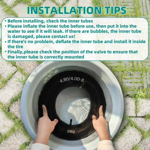 Two Pack 4.80 4.00 8 Inner Tubes With TR13 Straight Valve Stem installation process illustration