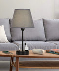 Modern Table Lamps With Dual USB Ports And AC Outlets Must Have Space Saving Bedside Lamps For Bedroom Living Room And Office Gray Black Finish