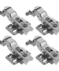 4 Pack Black Hydraulic Aluminum Frame Cabinet Hinges With No Slam Soft Close For Glass Doors And European Concealed Corner Cabinets In Kitchen And Wardrobe Smooth Silent Stainless Steel Hardware, showing front view of four hinges.