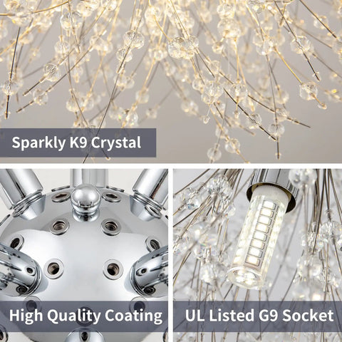 Super Cool Crystal Flush Mount Ceiling Light With Chrome Sputnik Firework Chandelier Design Eight Light Close To Ceiling Fixture with G9 socket
