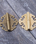 Two Piece Brass Flower Cloud Hinge Set For Jewelry Boxes And Furniture Decor With Screws 60 By 55mm Tough As Nails Hinge Fittings