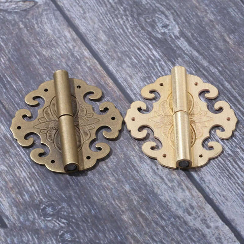 Two Piece Brass Flower Cloud Hinge Set For Jewelry Boxes And Furniture Decor With Screws 60 By 55mm Tough As Nails Hinge Fittings