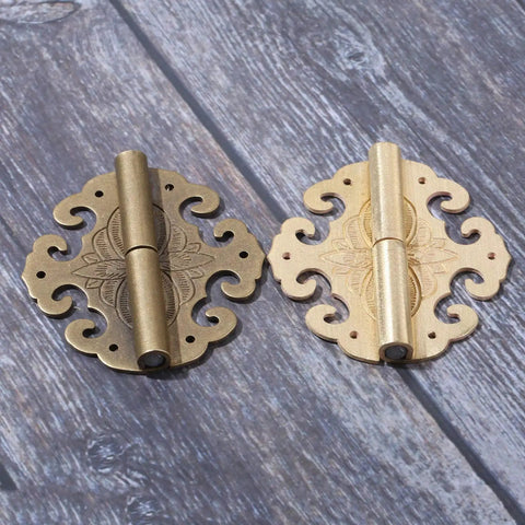 Heavy Duty Brass Cloud Hinges Two Piece Set Navy Finish Furniture Hardware Kit With Six Screws For Cabinets Closets And Jewelry Boxes, detailed design and finish.
