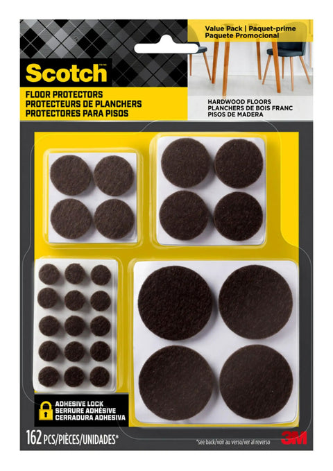 Felt Furniture Pads Pack 162 Pieces Round Brown Self Stick Protect Hardwood Floors from Nicks Dents and Scratches Value Pack