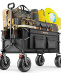 Beach Day Ready Cart With 9x3.5in Inflatable Wheels For Sand, 240L Collapsible Wagon loaded with beach gear