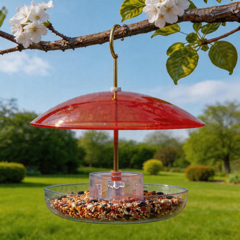 8 Inch Weather Guard Dome For Bird Feeder Red Protective Cover Shields Rain Snow Sun 20cm Diameter Fits Smaller Feeders