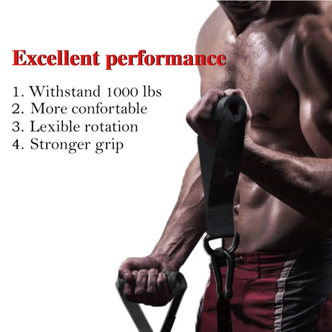 Close-up of a muscular arm holding Heavy Duty Rubber Exercise Handles Built Different For Crushing Heavy Reps, Non Slip Workout Grip.