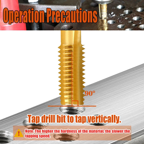 Close-up of 2 Piece M1.4 X 0.3mm Thread Taps Set Pro Grade Must Have M2 HSS Right Hand Tap Titanium Plated in operation
