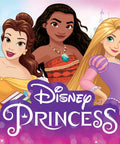 Disney Princess graphics featuring three princesses for Disney Princess Six Bin Toy Storage Organizer For Kids.