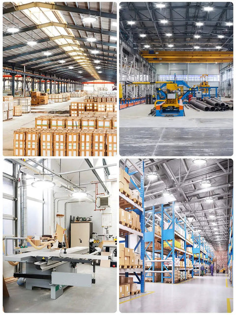 Industrial High Bay LED Light 10 Pack 200W 20000LM UFO Flood Light 6500K Daylight IP65 Waterproof for large warehouses