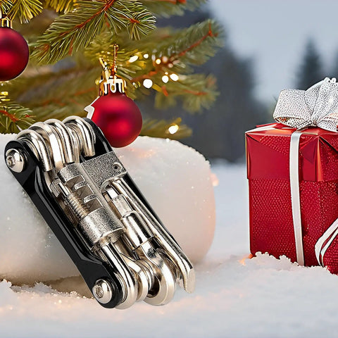 All In One Bike Multitool Kit With Chain Breaker And Tire Repair next to Christmas gifts and ornaments