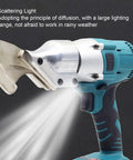 Close-up of Aolidsive Cordless Metal Shear delivering 400Nm torque, showcasing cutting blade and lighting feature for metal projects.