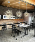 Crystal Sputnik Chandelier With Dandelion Firework Style, Dope 12 Light Modern Pendant Fixture in stylish dining setting